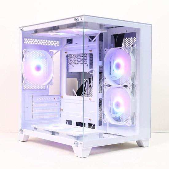 Revenger Base Dynamic Mini 5 ARGB Mid Tower White Micro ATX Gaming Desktop Case