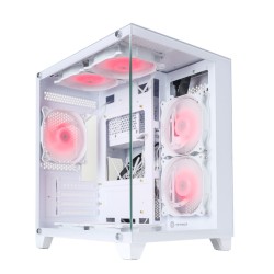 REVENGER BASE DYNAMIC MID TOWER ATX DESKTOP CASING WITH 10 ARGB FANS CONTROL BY SWITCH (WHITE)