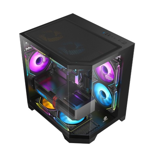 Revenger Air Box Mini 5 ARGB Infinity Fans Mid-Tower Black Gaming Desktop Case (Tempered Glass Window)